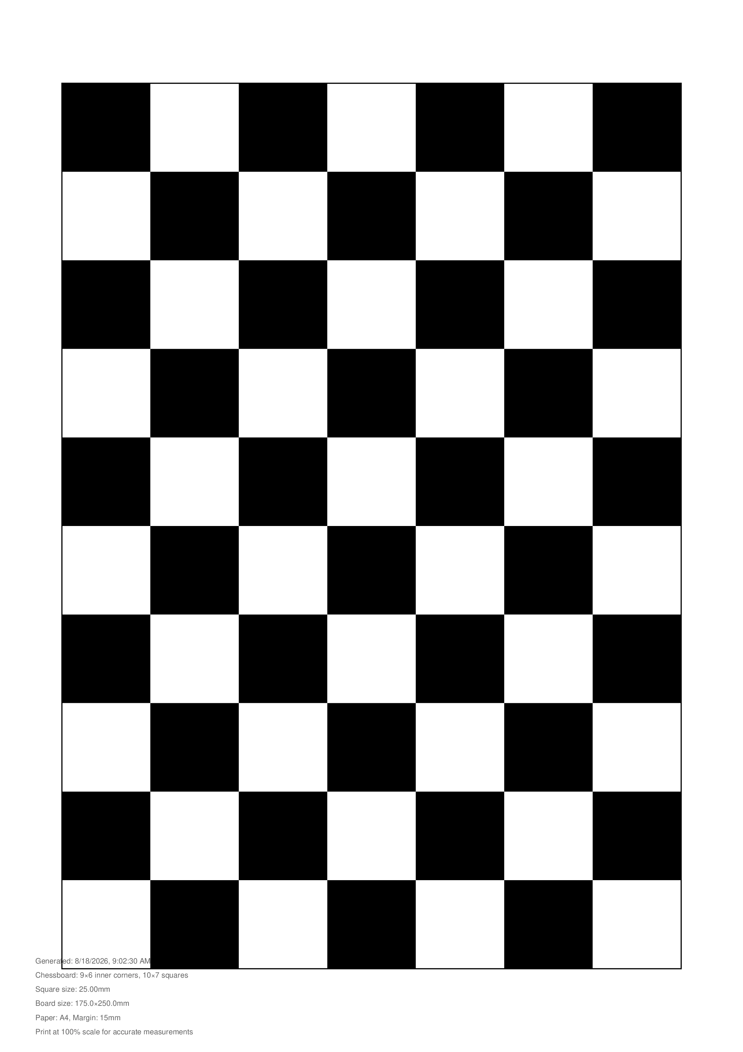ChessboardTarget: classic chessboard calibration board